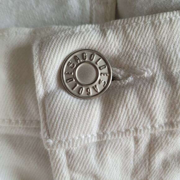 AGOLDE Toni Jeans Straight Distressed Mid Rise Measures 33 White Grunge Parisian - Picture 7 of 11